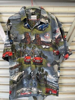 David Carey Men’s Grey Shelby Print Short-Sleeve Button-Down Shirt